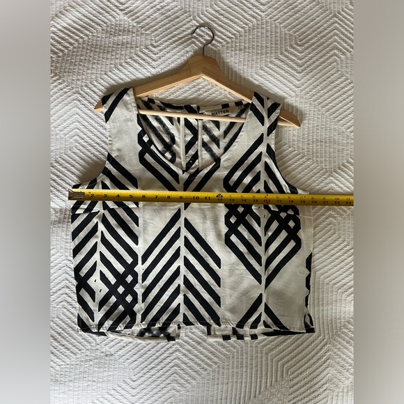 Block Printed Button Back Top by MATTER Prints - NWOT Women’s Medium Black/White - Picture 10 of 15